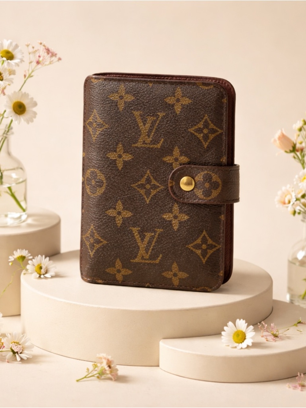 Authentic Louis Vuitton Monogram passport Wallet - Brown & Gold
